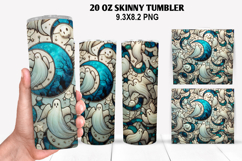 Ghost Skinny Tumbler 20oz Wrap Design, Halloween Tumbler PNG Product Image 1