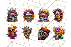 Bright Sugar Skull PNG Clipart, Halloween Colorful Skull Png Product Image 4