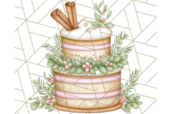 Christmas Cake Clipart PNG, Cottagecore Holiday Desserts Product Image 5