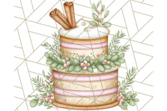 Christmas Cake Clipart PNG, Cottagecore Holiday Desserts Product Image 5