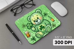 Cute Lucky Bear with Beer Mouse Pad PNG Sublimation Design Product Image 1