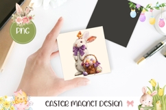 Vintage Easter Bunny PNG, Easter Eggs Square Coaster PNG Product Image 1