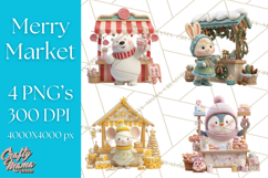 Cute Christmas Market Stall Clipart for Crafts PNG Product Image 1
