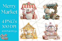 Cute Christmas Market Stall Clipart for Crafts PNG Product Image 1