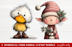 Whimsical Farm Animal Clipart | Cute Farm Animals PNG Set Product Image 1