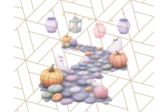 Pastel Halloween Town PNG Clipart, Spooky Shops &amp; Homes Png Product Image 4