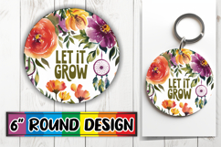 Cheerful Keychain Round Design PNG, Flower Quote Product Image 1