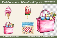 Pink Summer Sublimation Clipart PNG Product Image 1