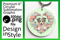 Stylish Round Design Keychain Template , Cute Dog Product Image 1
