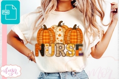 Fall Nurse Sublimation design PNG| Pumpkin Nurse Shirt PNG Product Image 2