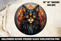 Halloween Stained Glass Sublimation PNG | Halloween Cat Product Image 1
