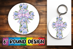 Whimsical Round Car Coaster Designs, Flower Cross Product Image 1