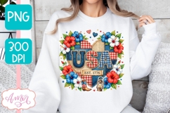 USA heart T-shirt sublimation design, Patriotic PNG design Product Image 2