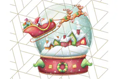 Santa Sleigh Ride Clipart PNG, Flying Reindeer Christmas Art Product Image 5