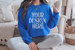 Royal Gildan 18000 Mockup, Gildan Sweatshirt Mockup Product Image 1