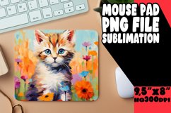 Adorable Kitty Mouse Pad with Floral Design PNG Product Image 1