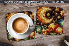 Pumpkin Coaster Sublimation, Halloween Coaster PNG Design Product Image 1