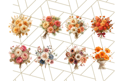 Fall Flower Bouquets Clipart PNG, Autumn Floral Clip Art Product Image 5