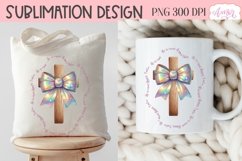 Christian Easter sublimation PNG, Coquette cross PNG design Product Image 5