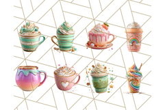 Pastel Coffee Mug Clipart PNG, Latte Iced Coffee Tea Cups Product Image 5