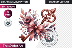 Romantic Flower clipart Rose gold Valentine floral PNG Product Image 1