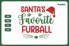 Christmas Cat Bandana Quotes SVG | Santa's Favorite Furball Product Image 3