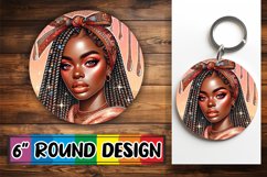 Whimsical Round Designs for Gifts PNG, Afro Girl Product Image 1