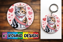 Radiant Round Sublimation Coasters, Cat Valentin's Day Product Image 1