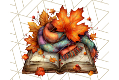 Autumn Library Clipart PNG, Cozy Fall Book Art Product Image 5