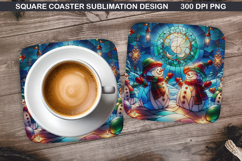 Snowman Coaster Sublimation, Christmas Coaster PNG Design Product Image 1