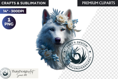 Floral Wolf Fantasy clipart, Botanical Wildlife Graphics PNG Product Image 1