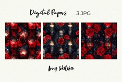 Red Roses &amp; Candles Seamless Pattern Dark Romance Background Product Image 2