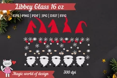 Snowflakes and gnomes svg , Libbey Full Wrap Glass16 oz svg Product Image 2