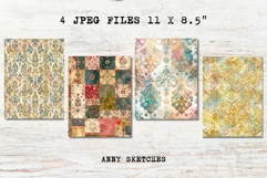 4 Botanical Tapestry Junk Journal Pages Vintage Printables Product Image 2