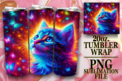 Vibrant Skies 20oz tumbler wrap, Cat Product Image 1