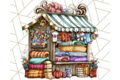 Cozy Christmas Market Stall Clipart PNG, Holiday Art Png Product Image 5