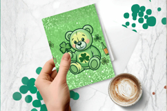 Cute Lucky Bear with Beer Greeting Card PNG Sublimation Desi Product Image 1