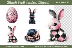 Black Pink Easter Clipart PNG Product Image 1