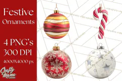 Christmas Ornaments Clipart PNG, Realistic Holiday Ornaments Product Image 1