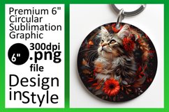 Whimsical Cat Lover&#039;s Joy Circle Design Keychain Product Image 1
