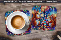 Vibrant Fox Coaster Sublimation, 4th Of July Coaster PNG Product Image 1