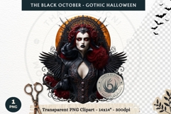 The Black October Gothic Halloween Clipart, Horror character Product Image 1