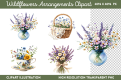 Wildflowers Arrangements Clipart PNG Product Image 1