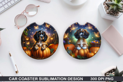 Halloween Dog Car Coaster Sublimation| Halloween Coaster PNG Product Image 1
