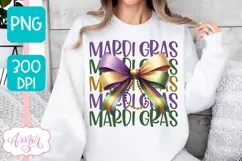 Mardi Gras PNG Sublimation design, Coquette Mardi gras shirt Product Image 3