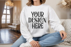 White Gildan 18000 Sweatshirt Model Mockups, Product Image 1