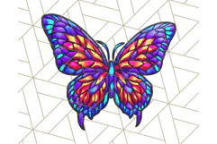 Stained Glass Hearts and Butterflies Clipart PNG Product Image 5