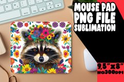 Raccoon &amp; Bloom Mouse Pad for Sublimation PNG Product Image 1