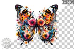 Vibrant Floral Butterfly Sublimation - Clipart PNG Design Product Image 1