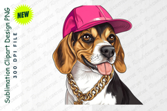 Cartoon Beagle With Pink Hat And Chain Clipart Png Product Image 1